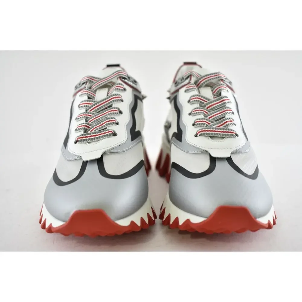 Christian Louboutin Sharkina Flat Silver Black Red Platform Low Top Sneaker 36.5